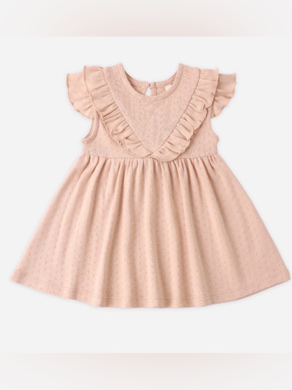 Only worn once! Quincy Mae Sleeveless Ruffle V Dress-Melon